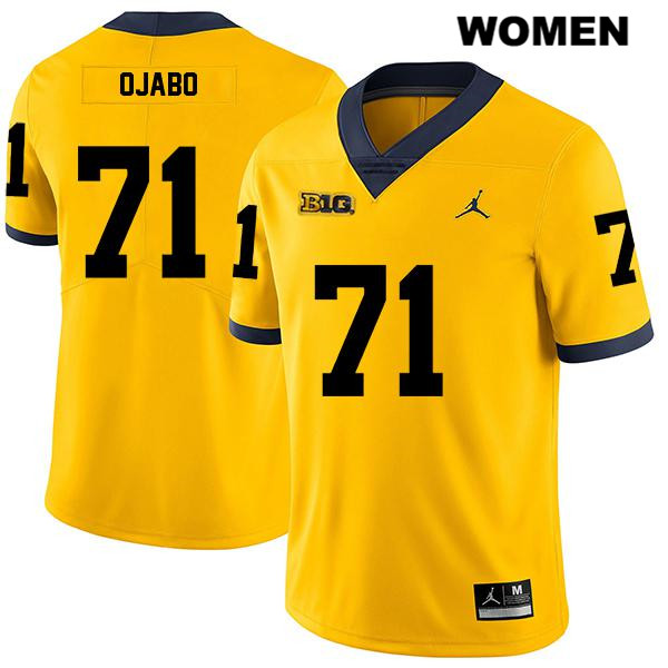 Women's NCAA Michigan Wolverines David Ojabo #71 Yellow Jordan Brand Authentic Stitched Legend Football College Jersey YT25U53PI
